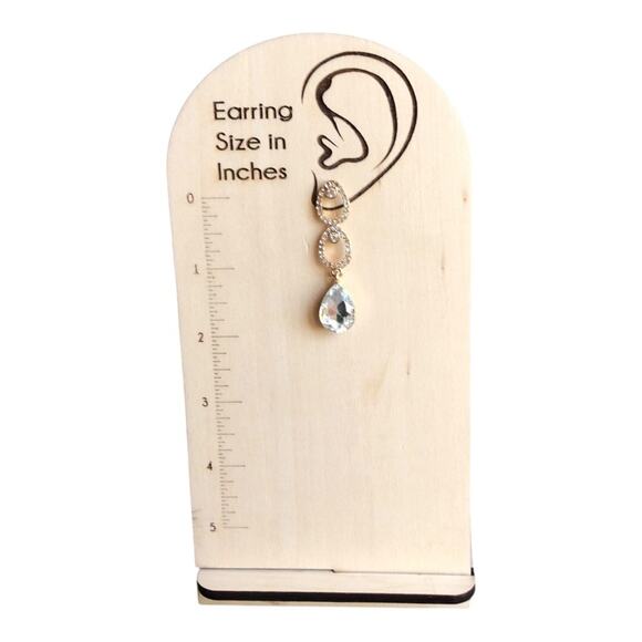 Saks Fifth Avenue NWT Gold Tone Shiny Rhinestones Triple Teardrop Earrings - Picture 9 of 10